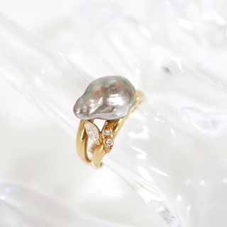 【Jewelry】K18YG バロックパール リング D.0.17ct 4g/hm06908kw(リング(指輪))