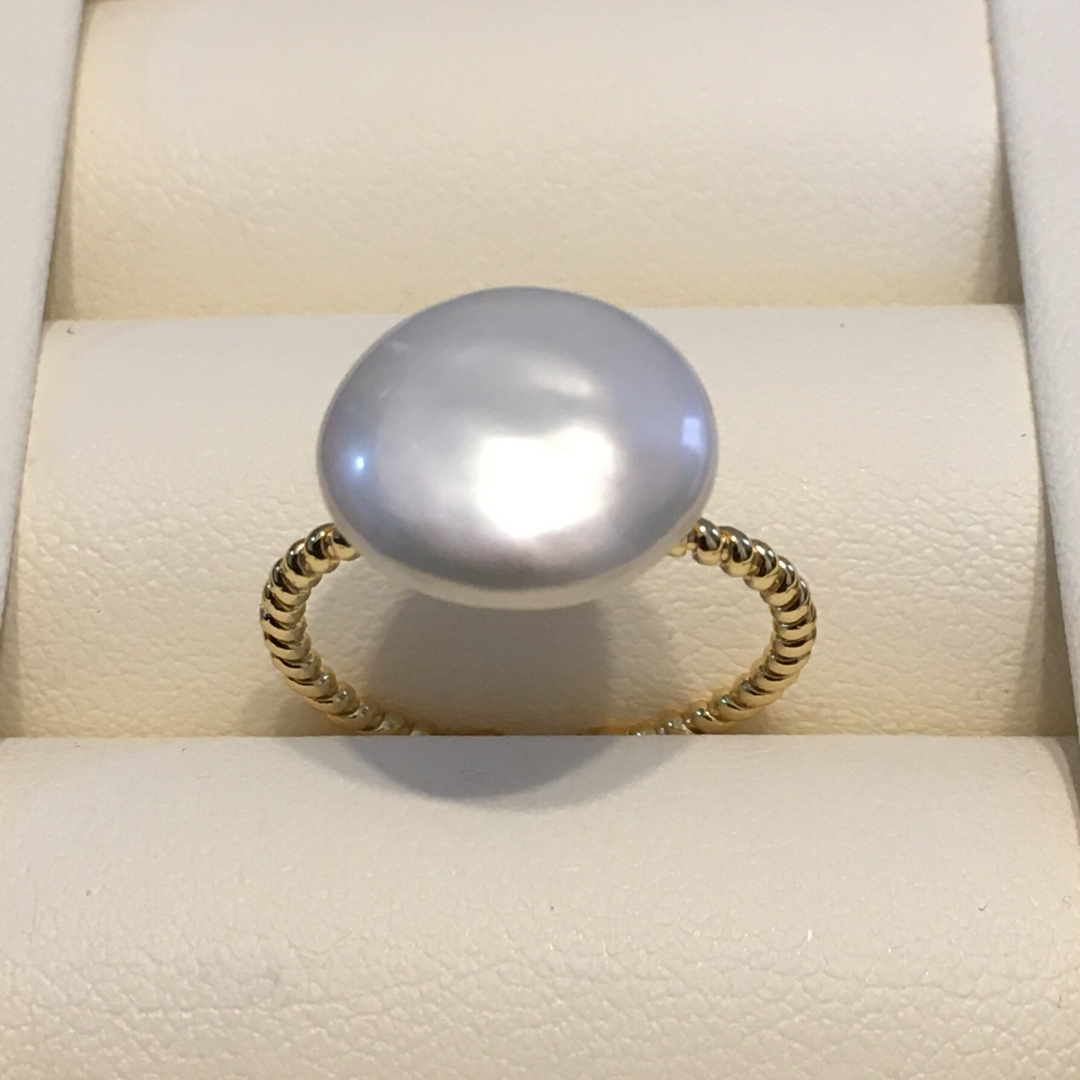 バロック真珠リング　淡水コインパール指輪　ホワイト レディースのアクセサリー(リング(指輪))の商品写真