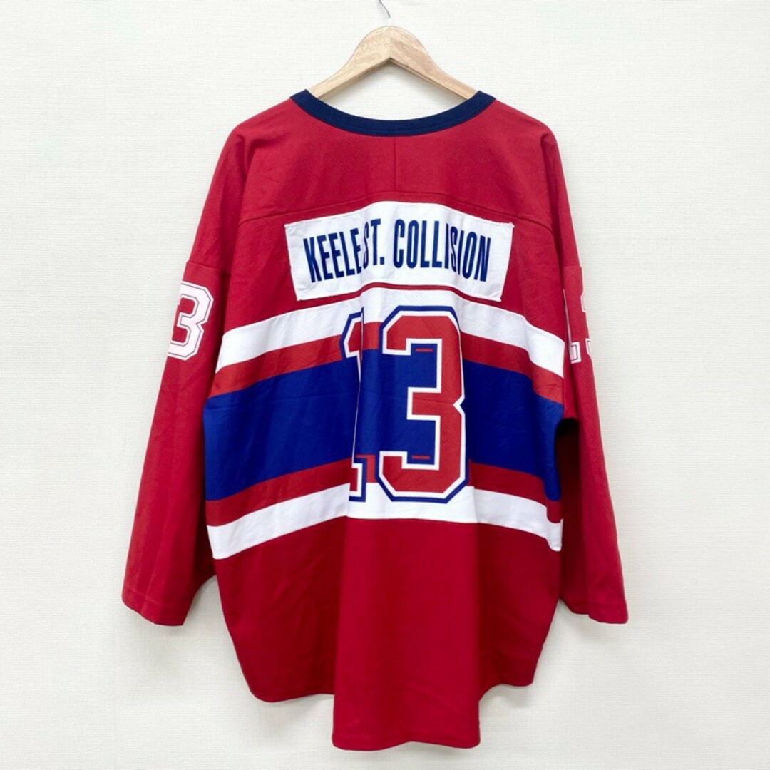 US古着 カナダ製 NHL モントリオール・カナディアンズ Montreal Canadiens メッシュ ホッケージャージ 長袖 チームロゴ ワッペン サイズ：メンズ XL ビッグサイズ レッド×ホワイト×ブルー【中古】 メンズのトップス(Tシャツ/カットソー(半袖/袖なし))の商品写真