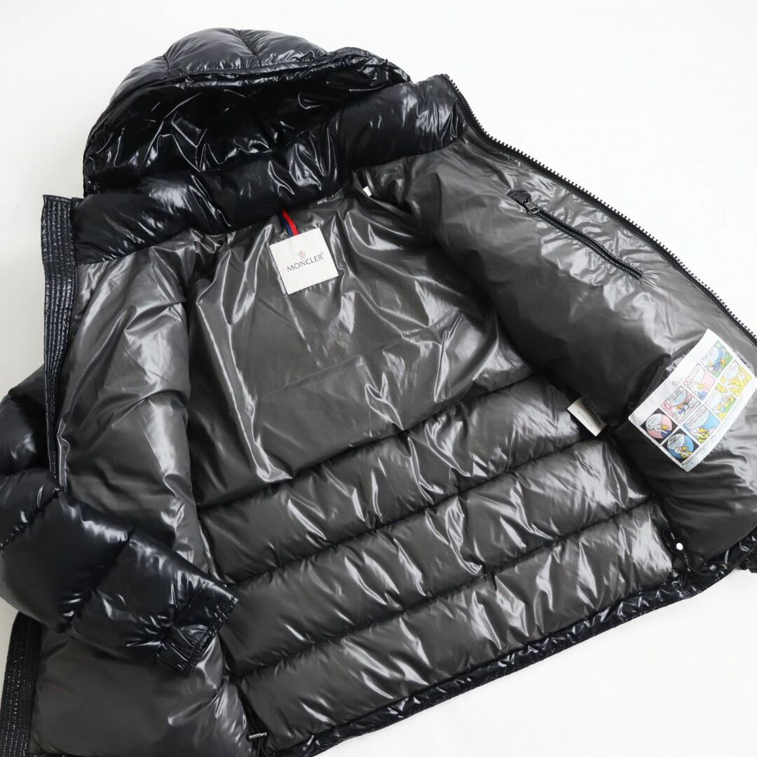 極美品●18-19AW MONCLER モンクレール MAYA GIUBBOTTO／マヤ ロゴワッペン WZIP フーデッドダウンジャケット ブラック 1 正規品 メンズ