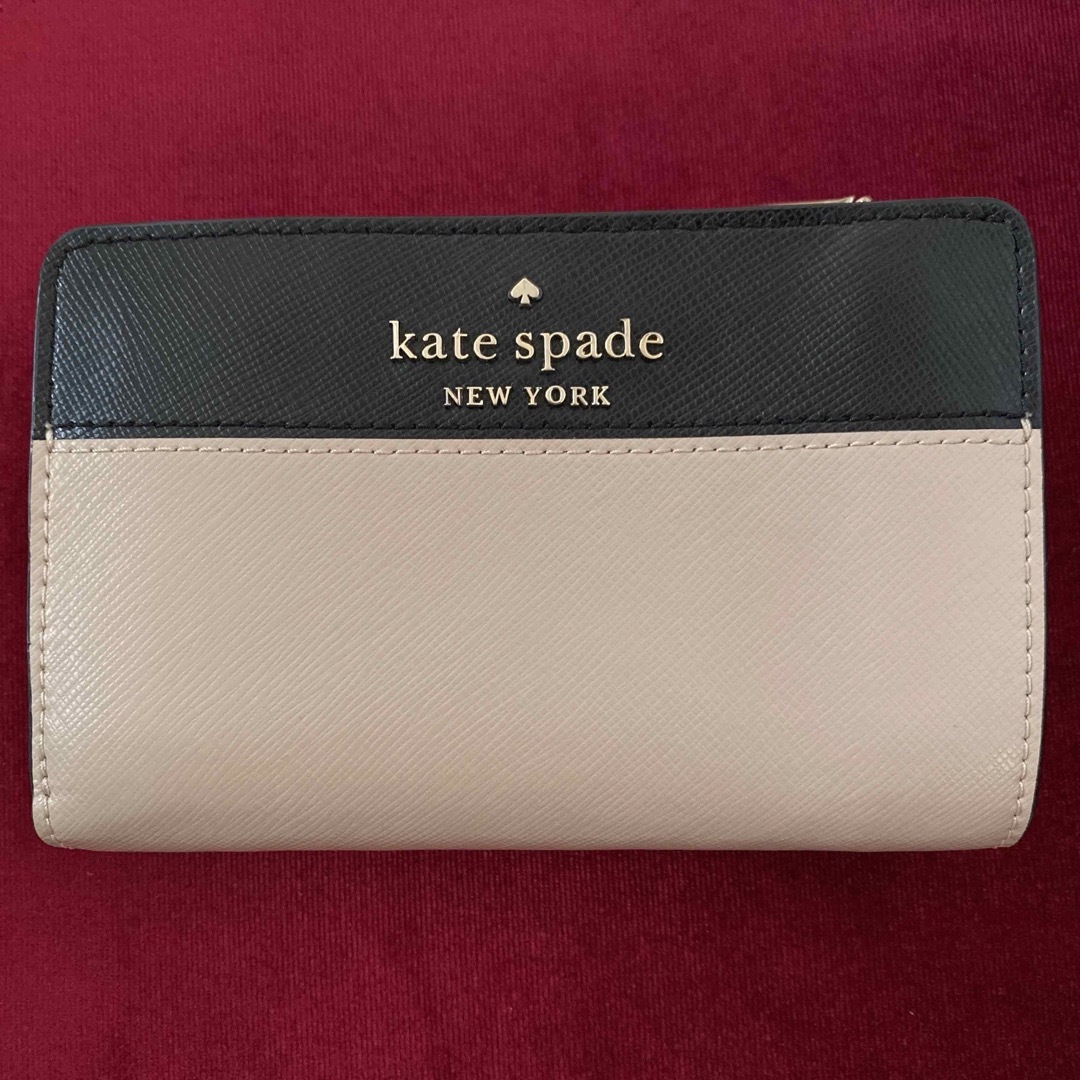 【美品】kate spade バイカラー 折り財布 ブラック×ベージュ