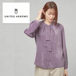 ビューティアンドユースユナイテッドアローズ(BEAUTY&YOUTH UNITED ARROWS)のフォーマルにも！ボウタイ×バンドカラーとろみブラウス ラベンダーパープル(シャツ/ブラウス(長袖/七分))