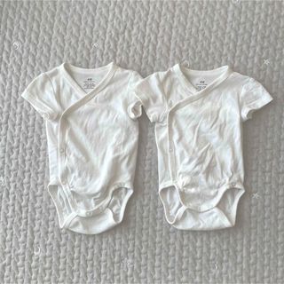 エイチアンドエム(H&M)のH&M　ベビー　ロンパース肌着　コットン　2枚　セット(肌着/下着)