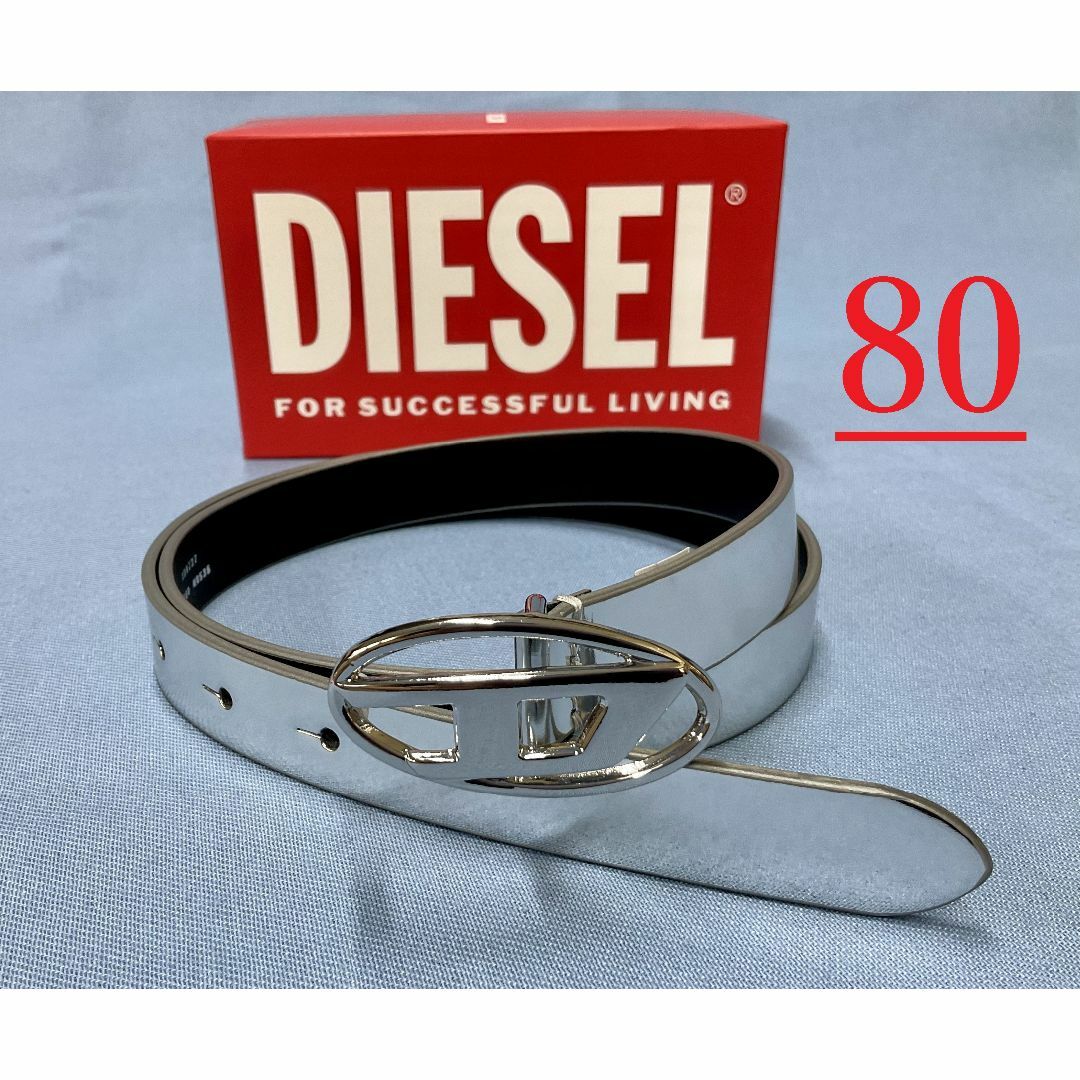 DIESEL(ディーゼル)のディーゼル　レディース　ベルト 1023　サイズ80　シルバー　残り僅か　ロゴ レディースのファッション小物(ベルト)の商品写真