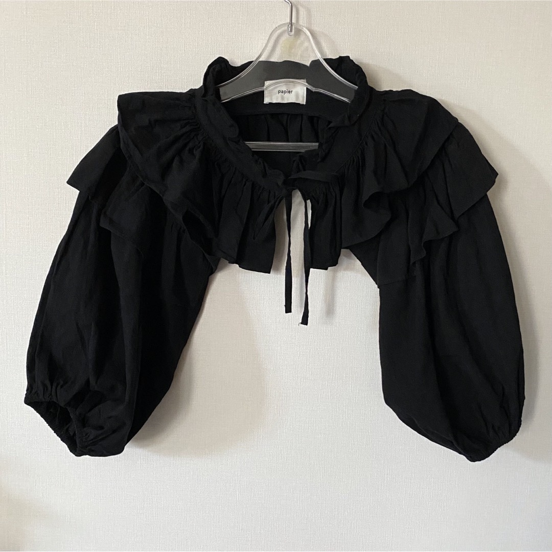 美品 papier Holder blouse フリル付け襟 Black - その他