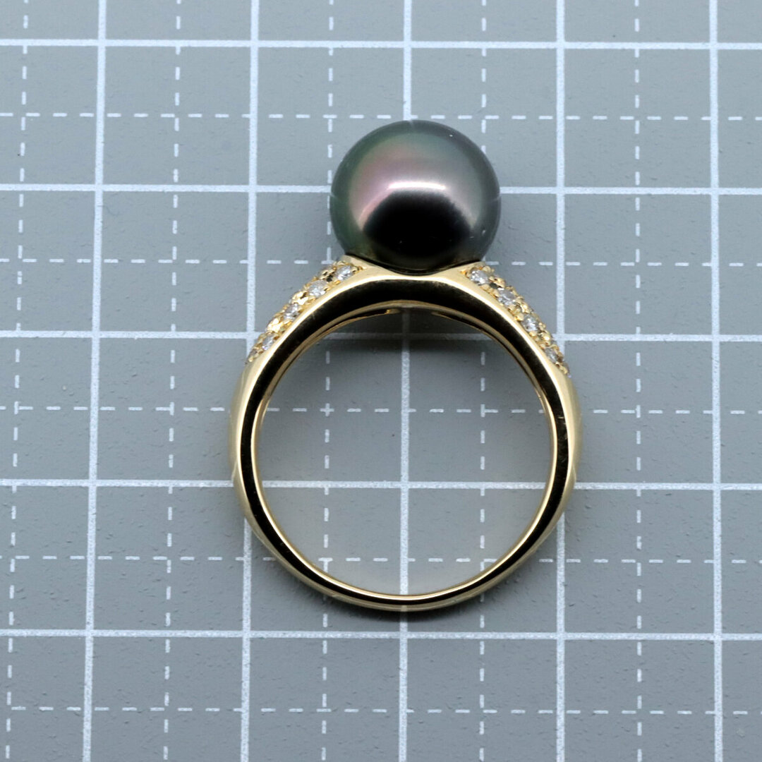 TASAKI(タサキ)の目立った傷や汚れなし タサキ ブラックパール ダイヤモンド リング 指輪 16.5号 11.0ミリ 0.38ct K18YG(18金 イエローゴールド) レディースのアクセサリー(リング(指輪))の商品写真
