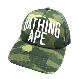 A BATHING APE カモ 迷彩柄 メッシュ キャップ 帽子 緑系 F