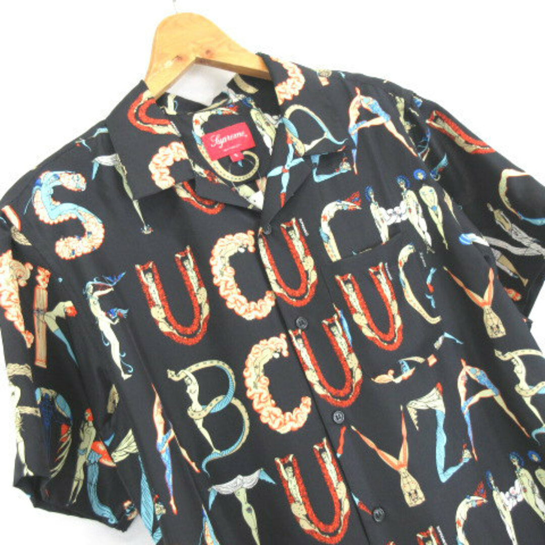 SUPREME 18SS Alphabet Silk Shirt 黒 S 3