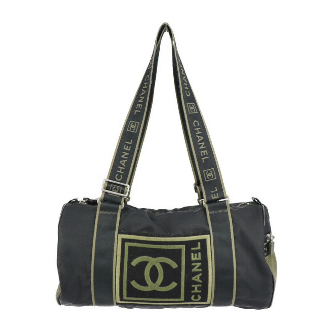 CHANEL(シャネル)のCHANEL シャネル スポーツライン  ボストンバッグ    ナイロンキャンバス ブラック カーキグリーン  ショルダーバッグ トラベルバッグ ココマーク 10番台 丸型 筒形 ラウンド型 【本物保証】 レディースのバッグ(ボストンバッグ)の商品写真