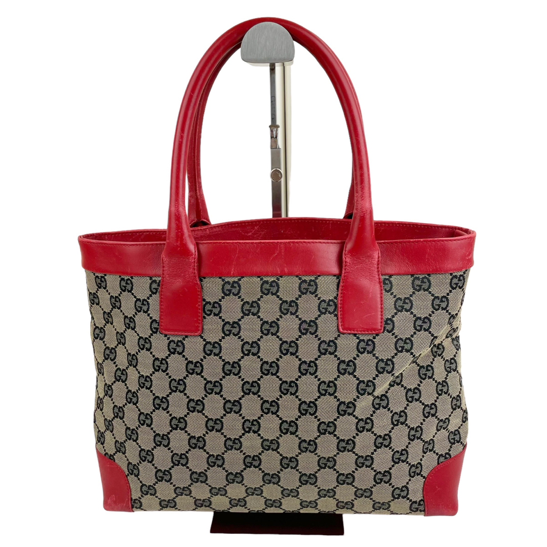 Gucci - ✨良品 GUCCI グッチ ハンドバッグ GGキャンバス レザー 赤