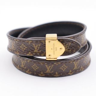 ルイヴィトン(LOUIS VUITTON)のLOUIS VUITTON ルイ ヴィトン  ブラスレ ボックスイット ブレスレット M6740   ナノモノグラムキャンバス×レザー ブラウン ゴールド金具  3重巻き ビトン 17【本物保証】(ブレスレット/バングル)