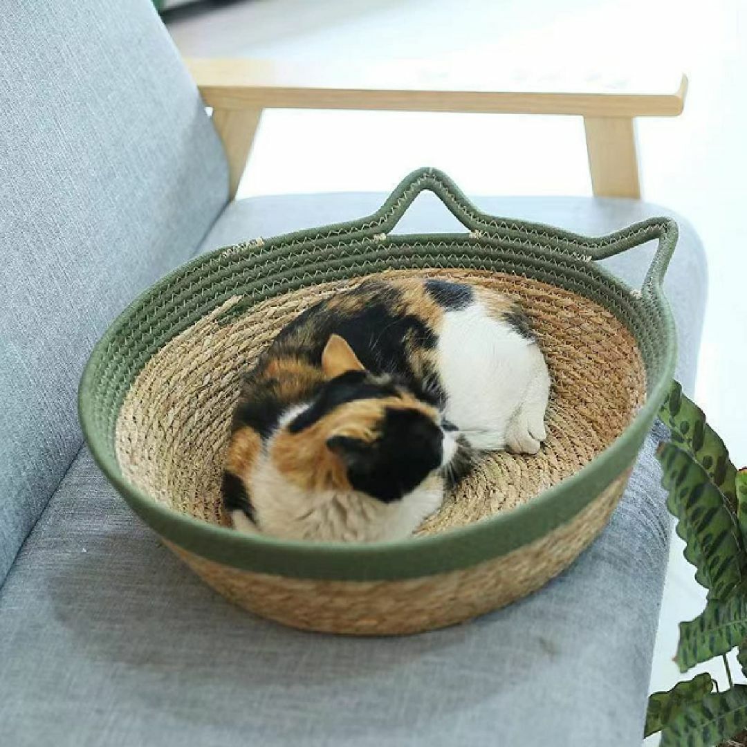 夏用 ちぐら型 ペットベッド 犬 猫ベッド 手編みベッド 藤編みベッド キャット