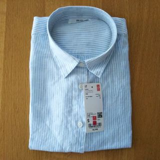 ユニクロ(UNIQLO)のユニクロ プレミアム リネン ストライプ 長袖 シャツ 新品 タグ付き(シャツ/ブラウス(長袖/七分))