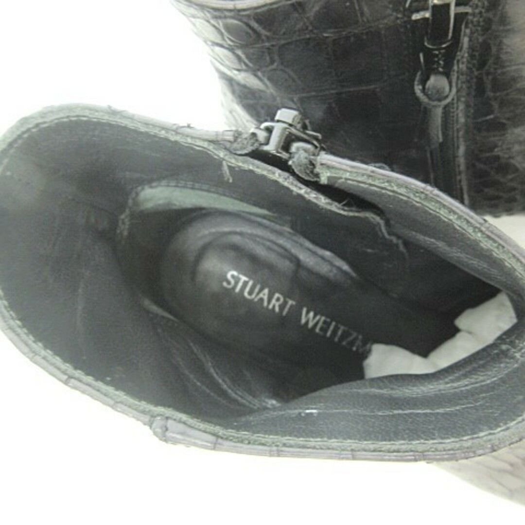 Stuart Weitzman(スチュワートワイツマン)のSTUART WEITZMAN クロコ型押し レザー ショート ブーツ 36.5 レディースの靴/シューズ(ブーツ)の商品写真