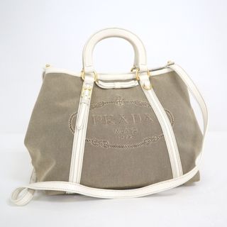 プラダ(PRADA)の【PRADA】プラダ ジャガード 2WAYバッグ キャンバス レザー ホワイト ベージュ BN1671/tm05099kw(その他)