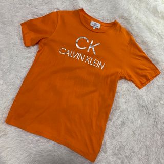 シーケーカルバンクライン(ck Calvin Klein)の美品 シーケーカルバンクライン Tシャツ カットソー  Lサイズ デカロゴ(Tシャツ/カットソー(半袖/袖なし))