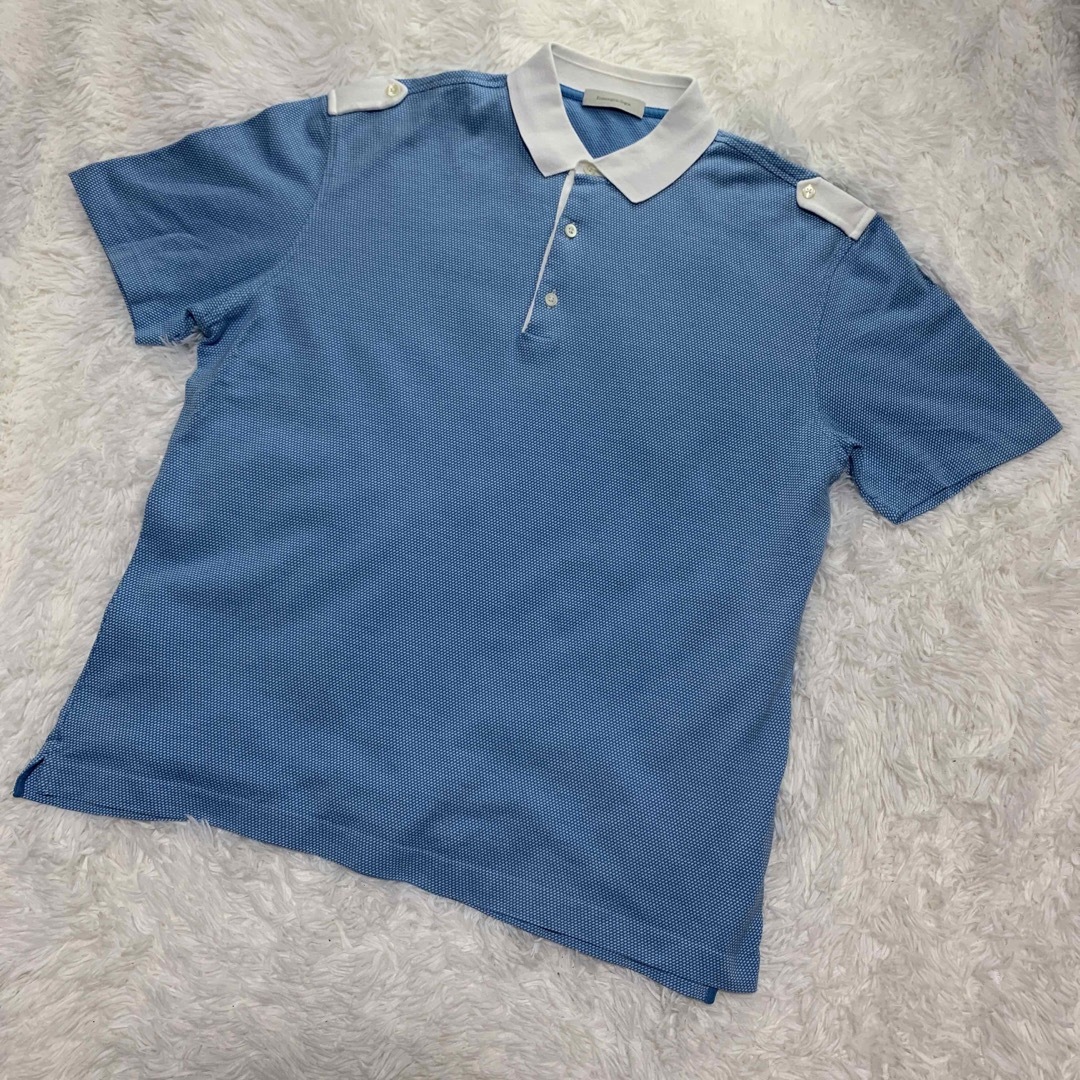 Ermenegildo Zegna(エルメネジルドゼニア)の美品 エルメネジルドゼニア ポロシャツ トップス XLサイズ ブルー系 メンズのトップス(ポロシャツ)の商品写真