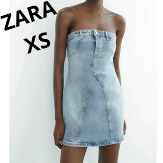 ザラ(ZARA)のTRF ストラップレスワンピース(ミニワンピース)