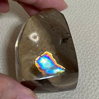 アイリス水晶 虹入 スモーキークォーツ レインボー ブロックカット クリスタル