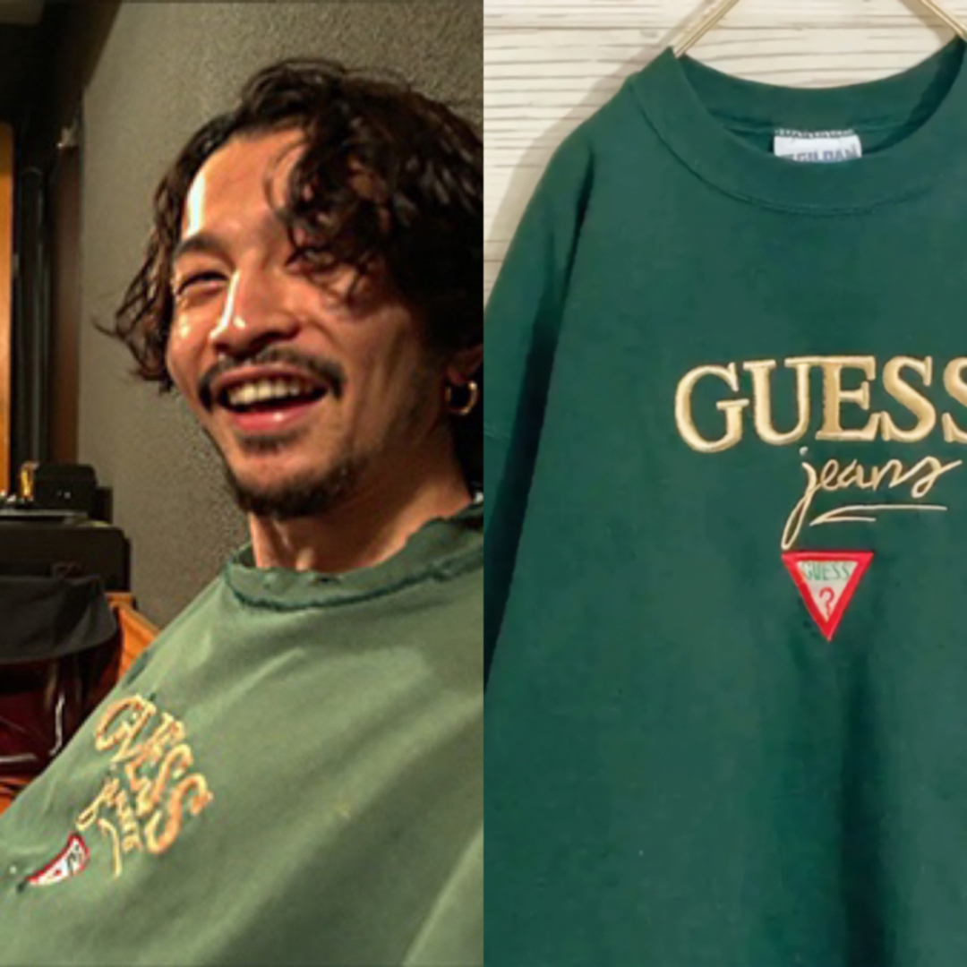 常田 大希さん着用 Guess Jeans スウェット 緑 グリーン