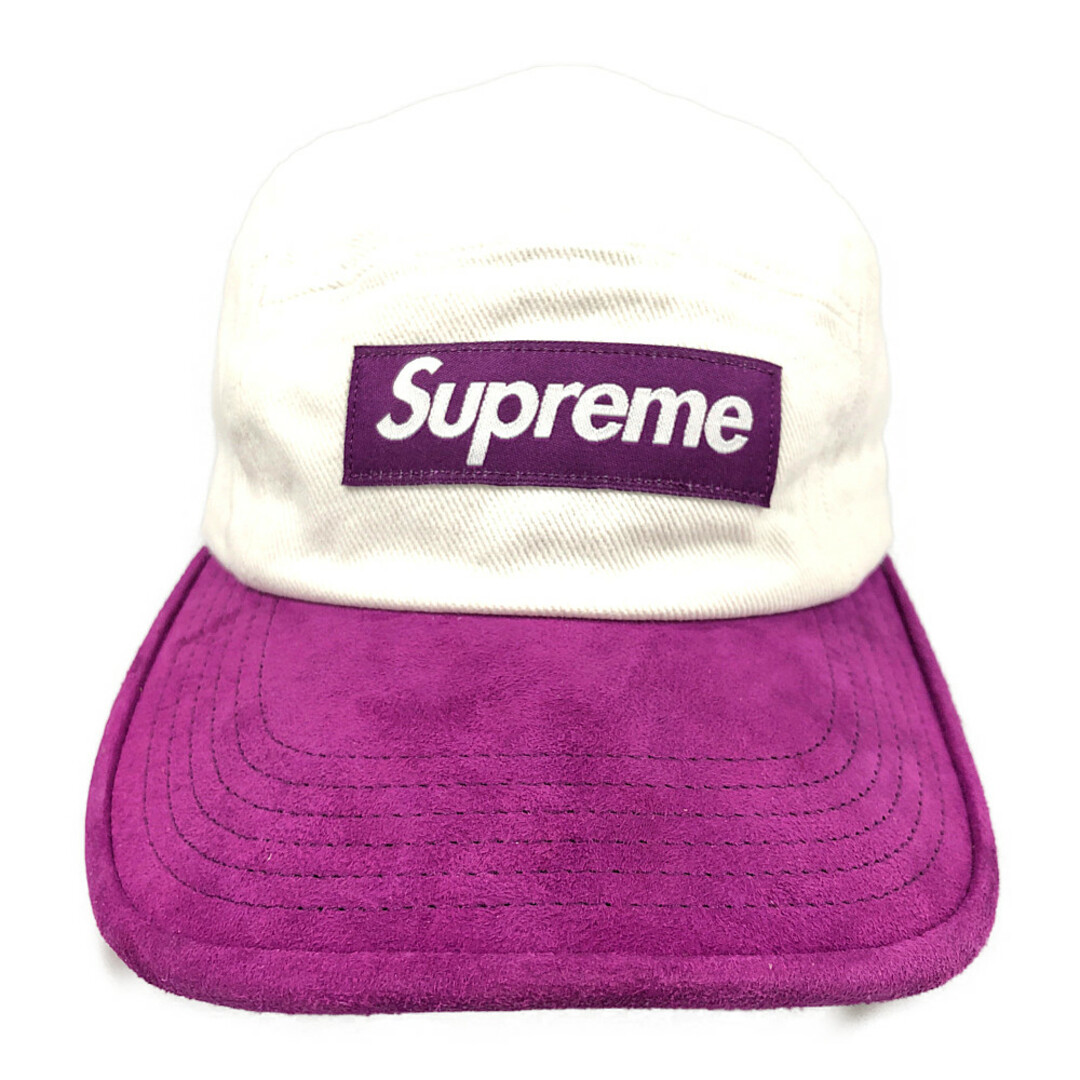 SUPREME シュプリーム 23SS Suede Visor Camp Cap ツバ スウェード BOX ロゴ キャップ ホワイト パープル サイズフリー 正規品 / 31489