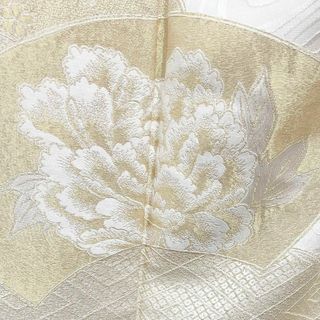 縫い取り 扇に花模様の付け下げ 着物-