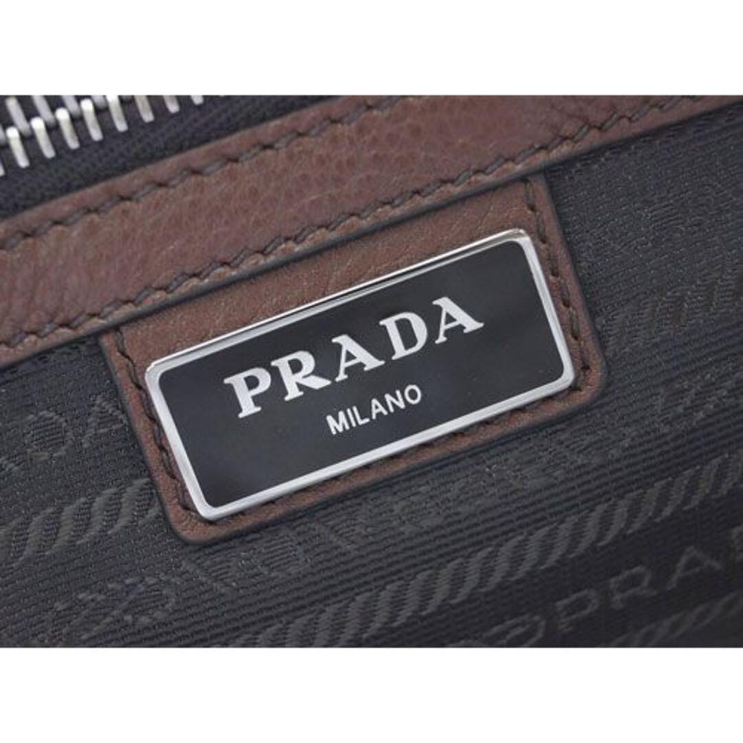 PRADA プラダ   セカンドバッグ 2VF007 レザー   ブラウン   クラッチバッグ ハンドバッグ 【本物保証】
