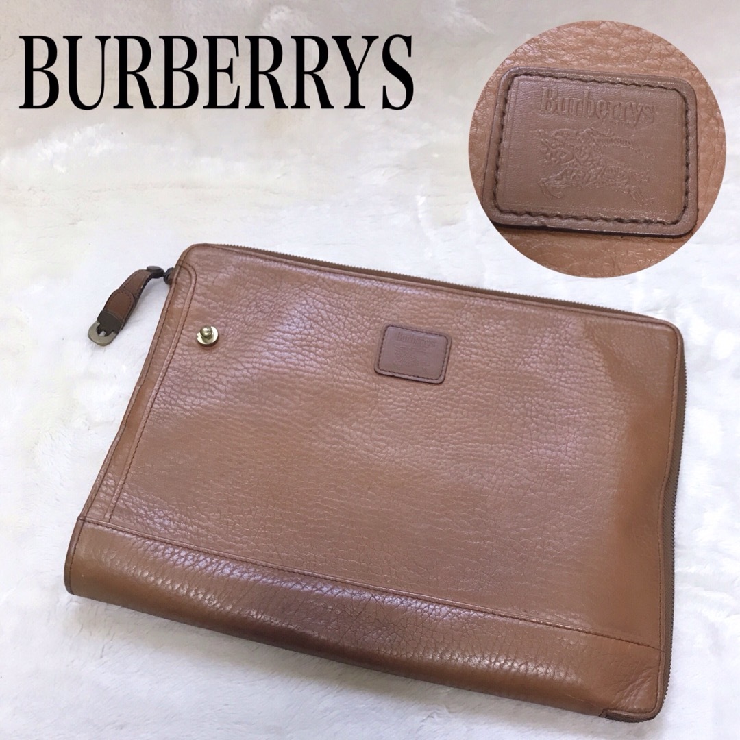 BURBERRY - 希少品 BURBERRY 大きめ ホースロゴ クラッチバッグ PC