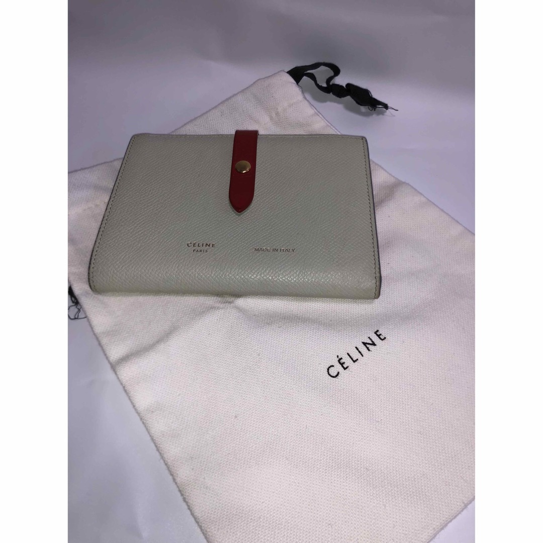 celine - CELINE 二つ折り財布 ミディアムストラップウォレット グレー ...