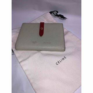 セリーヌ(celine)のCELINE 二つ折り財布 ミディアムストラップウォレット グレーレザー(財布)