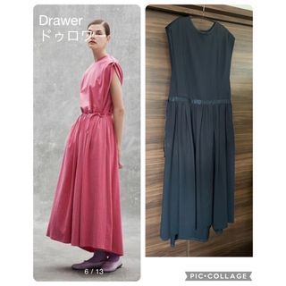 ドゥロワー(Drawer)の美品　Drawerドゥロワー 完売カタログ掲載ノースリーブタックワンピース(ロングワンピース/マキシワンピース)