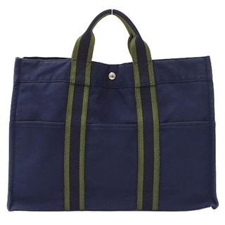 エルメス(Hermes)のエルメス HERMES バッグ メンズ レディース ブランド トートバッグ フールトゥ トートMM キャンバス ネイビー カーキ A4 通勤 通学 おしゃれ 大人 【中古】(トートバッグ)