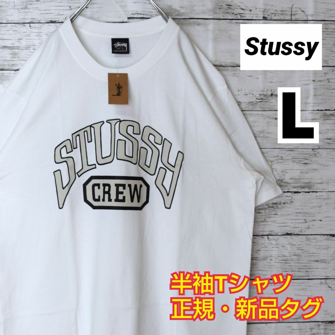 ステューシー》正規・新品タグ アーチロゴ ホワイト L Tシャツ-