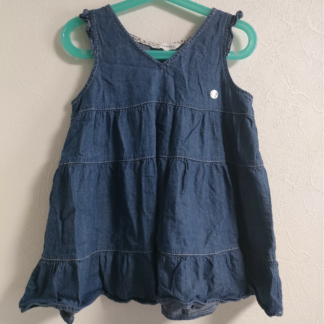 3can4on(サンカンシオン)の3can4on　デニムワンピース　サイズ100 キッズ/ベビー/マタニティのキッズ服女の子用(90cm~)(ワンピース)の商品写真