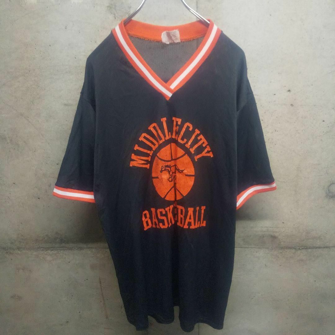 70s 80s USA製 バスケットボール ゲームシャツ L  used