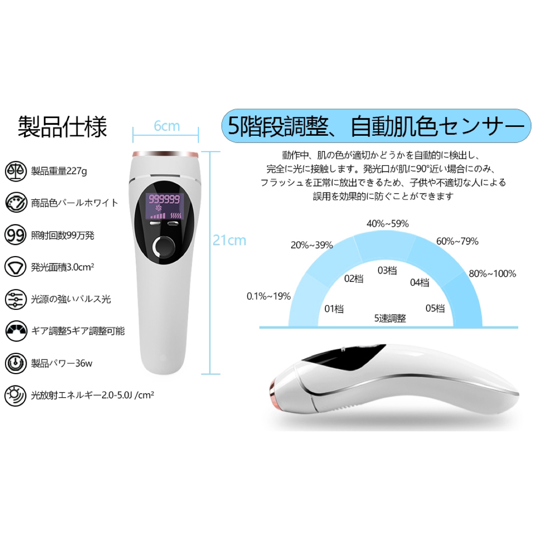 【新品未使用品】家庭用脱毛器 男女兼用 髭 VIO 全身脱毛 簡単