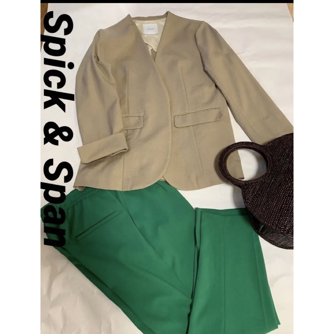 Spick & Span - Spick & Span ノーカラージャケット ベージュ/36 Spick & Span - Spick & Span ノーカラージャケット ベージュ/36