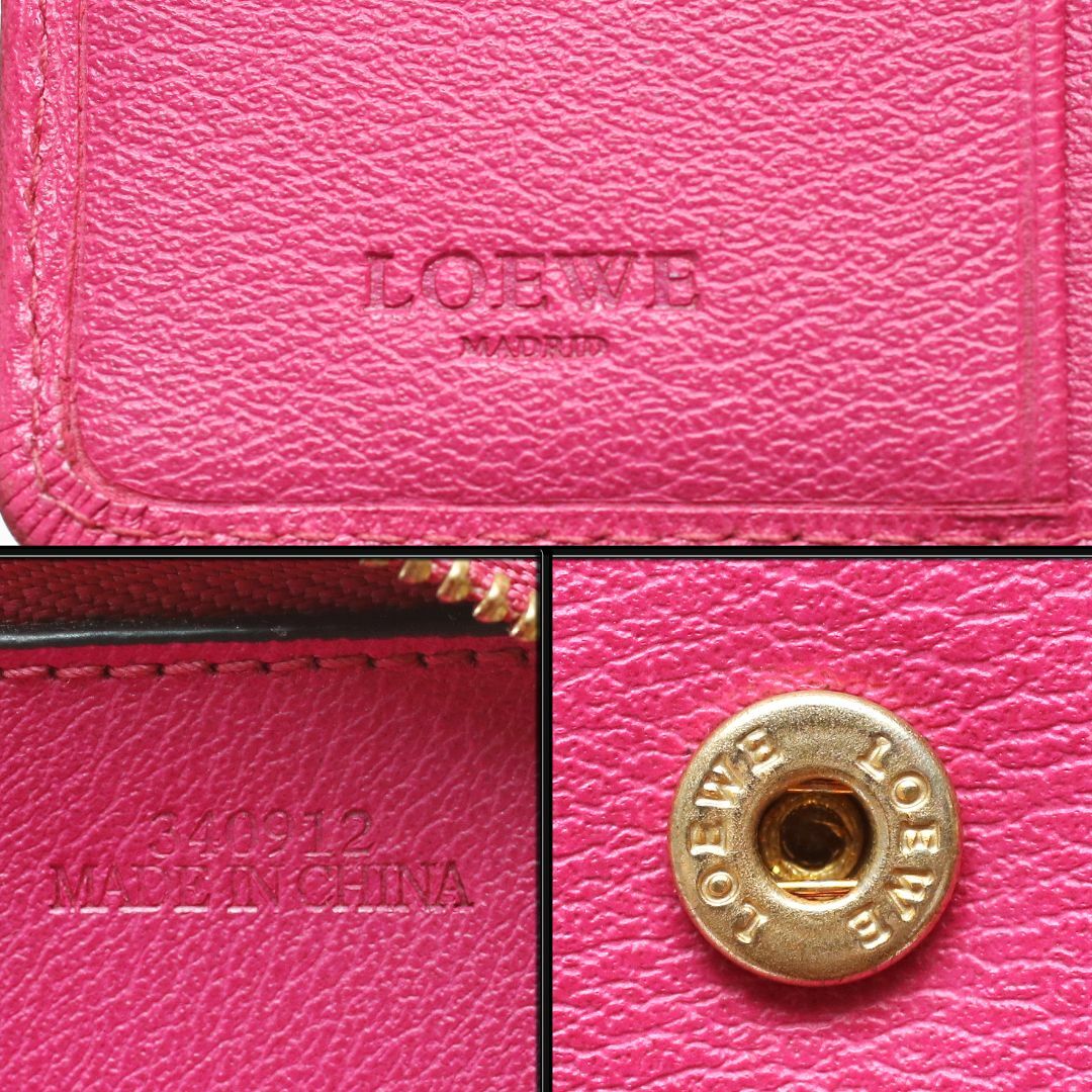 LOEWE(ロエベ)の【良品】◇ロエベ◇ アナグラム / ビビッドピンク / レザー / 折り財布 レディースのファッション小物(財布)の商品写真