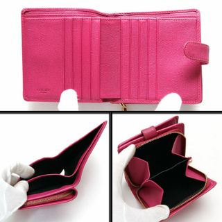 【良品】◇ロエベ◇ アナグラム / ビビッドピンク / レザー / 折り財布