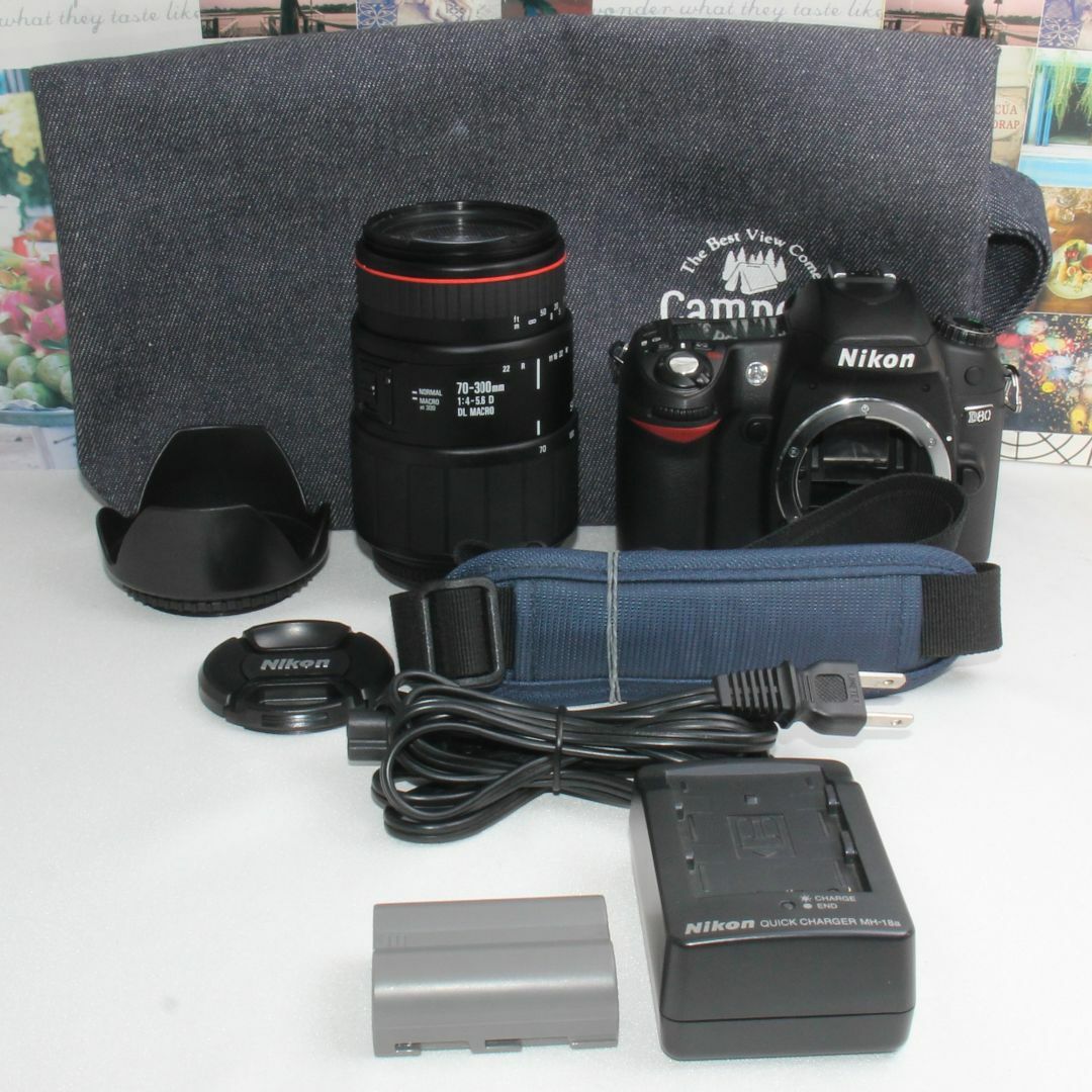 ❤️新品カメラバッグ付き❤️ニコン D80 超望遠 300mm レンズセット ...