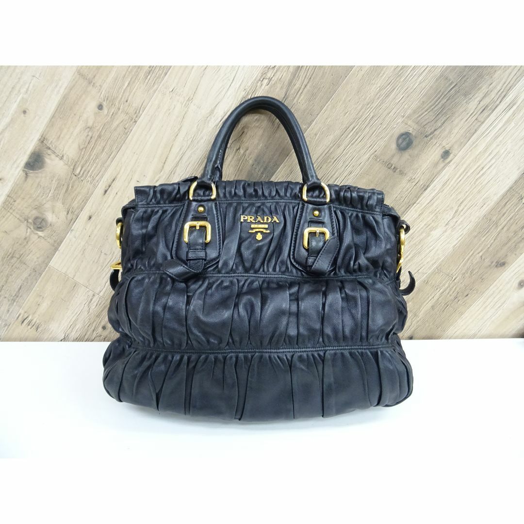 PRADA - M船024 / PRADA プラダ ハンドバッグ ギャザー レザー