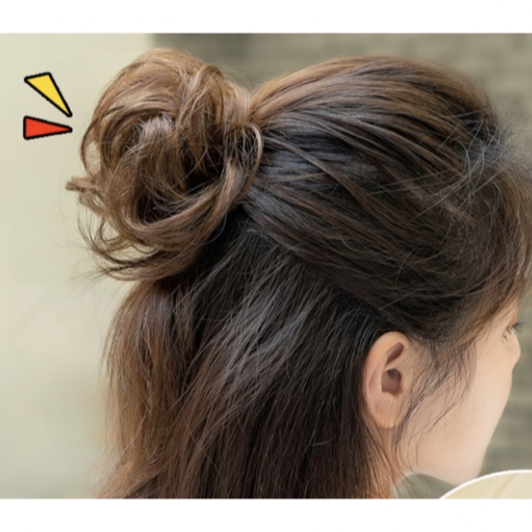 ウィッグ　お団子ウィッグ　ヘアアクセサリー　ヘアアレンジ　ブラウン　ウィッグ エンタメ/ホビーのコスプレ(ウィッグ)の商品写真