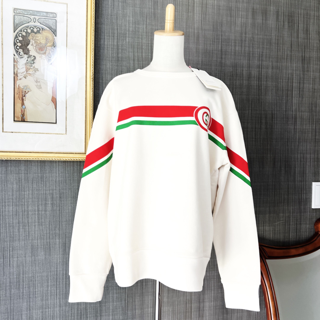 未使用 GUCCI グッチ グリーン シェリエ ライン スエット トレーナー-