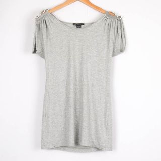 アルマーニエクスチェンジ(ARMANI EXCHANGE)のアルマーニエクスチェンジ カットソー チュニック Tシャツ 半袖 肩チェーン トップス レディース Sサイズ グレー ARMANI EXCHANGE(カットソー(長袖/七分))