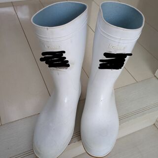 白長靴　25.5センチ(長靴/レインシューズ)
