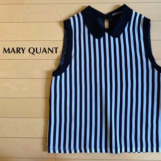 マリークワント(MARY QUANT)のMARY QUANT ノースリーブブラウス　ストライプ　個性的　レディース38(シャツ/ブラウス(半袖/袖なし))