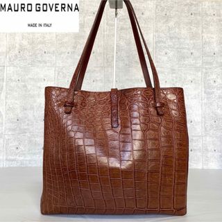 MAURO GOVERNA クロコダイル マットブラウン 本革 A4トートバッグ