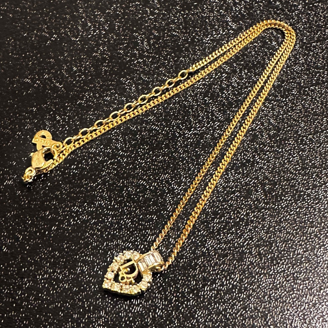 希少ドイツ製 Dior ディオール ラインストーン ネックレス ゴールド
