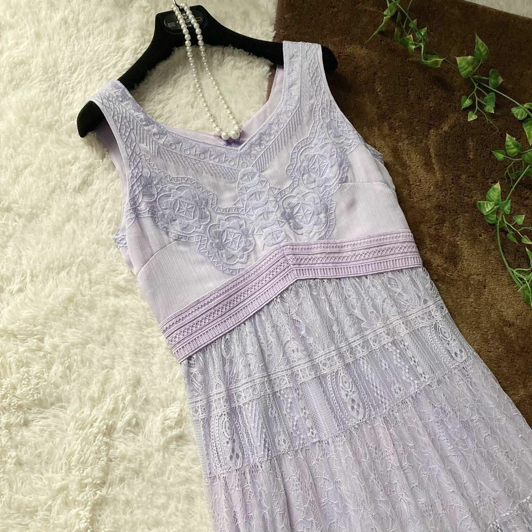 売上高 グレースコンチネンタル レース刺繍 ノースリーブロング ...