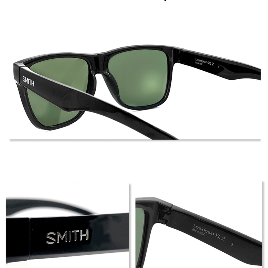 【新品】 SMITH スミス 偏光サングラス 大きめ サイズ Lowdown XL2 807 Black polarized Gray Green 大きい XLサイズ 横幅 大きい 偏光 サングラス メンズ 男性用